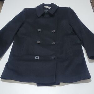 Wool Blend Black Peacoat With Anchor Embossed Buttons Sz10